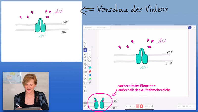 Beispiel für den "Stealth Mode" - Screenshot aus dem Tutorial “EDU Tech: How to Record Drawing Tutorials (Explain Everything App Demo"