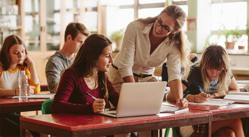 Teacher happy to help student